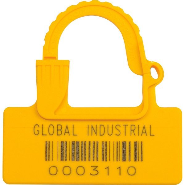 One Piece Padlock Seal, Yellow, 100PK, Global Industrial, Mfr#: 670484YL